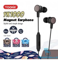 MAGNETIC EARPHONE / HEADSET WITH MIC AND CABLE (YK1000) - BLACK